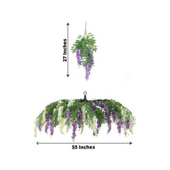 55″ CREAM PURPLE Silk Wisteria Vine Hanging Artificial FLOWER Chandelier Party