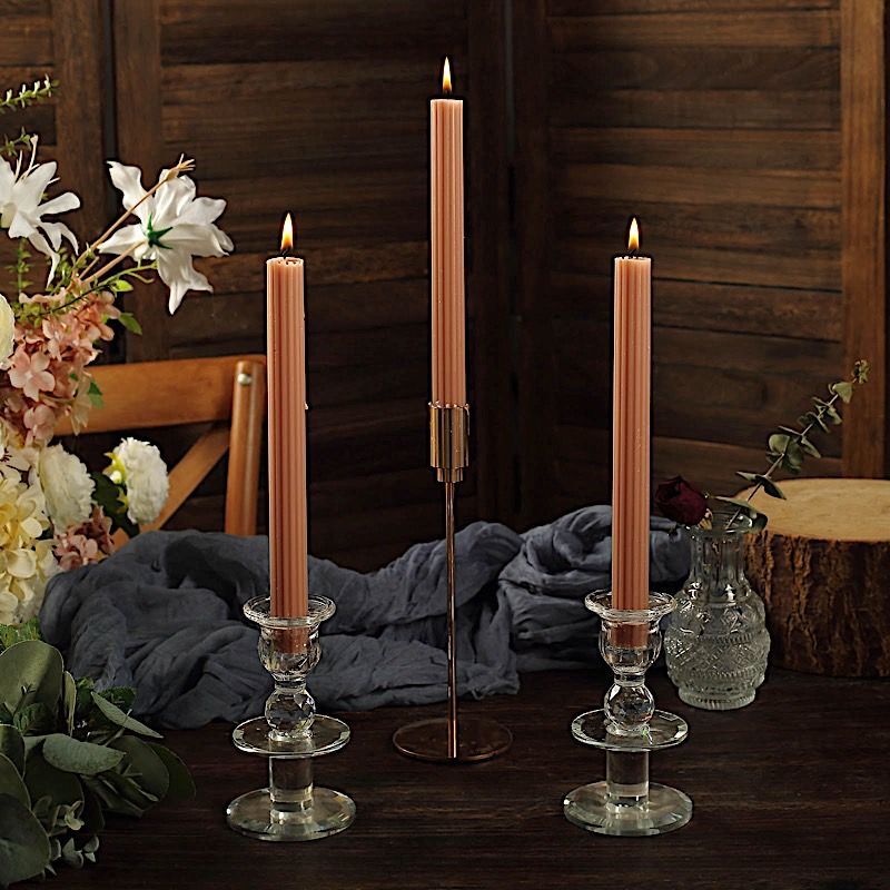 5 Unscented 9 in Premium Wax Taper CANDLES Ribbed Design Party Events Supplies