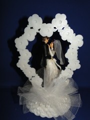 New Elegant Wedding Dancing Couple Caketop, purple rose ornate back #373