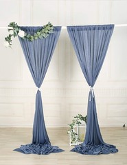 9.6 Feet x 10 Feet Dusty Blue Silky Soft Curtain Wedding Backdrop Drapes, Sli…