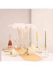 2 Pcs Crystal Trumpet Vases Set Tall Gold Centerpiece for Wedding Party Decor