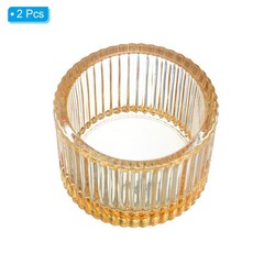 2 Pcs Tea Light Candle Holder Glass Candle Holders Gold Tone