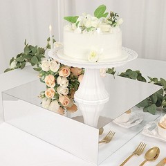 18″ x 18″ SILVER Acrylic Display Box CAKE STAND Pedestal Riser Party