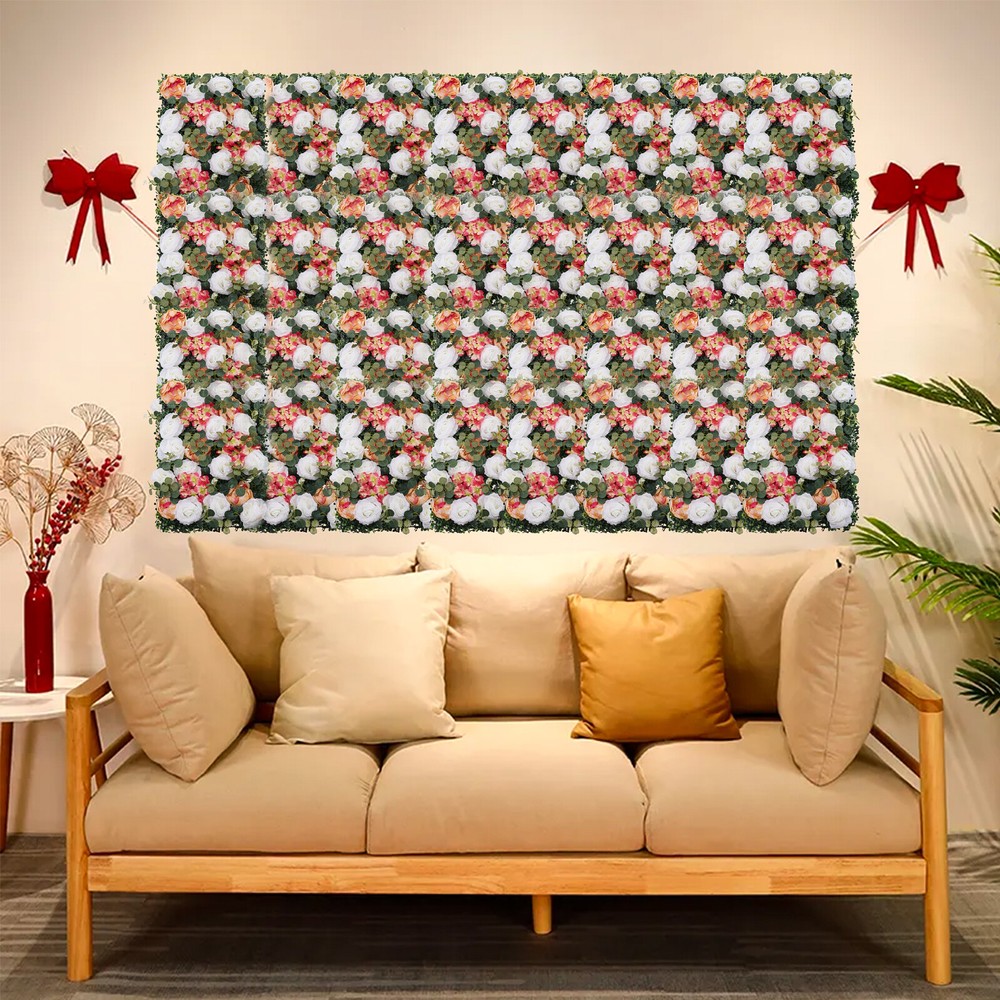 Romantic Artificial Flower Wall Panel Rose Wedding Bouquet Floral Decor 60*40cm