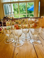 10 Strawberry Street • Windsor • 16oz • Water Goblets with Silver Band Set 4
