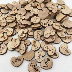 200Pcs Rustic Wooden Love Heart Wood Slices Crafts Wedding Table Scatter Decorat