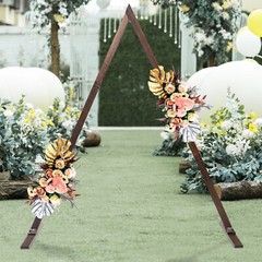 Wood Triangle Wedding Backdrop Arch 8.2ft x 6.9ft Rustic Floral Stand