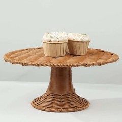 12″ Natural Plastic Rattan Wicker Pedestal Cake Stand Wedding Decorations