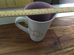 18 Oz. Let’s Do brunch lavander Coffee Mug Cup Boston Warehouse 6» tall mint