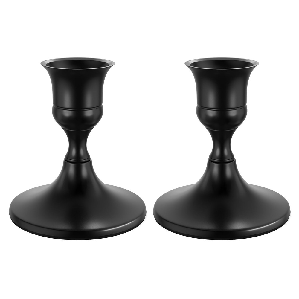 zeochyni Black Taper Candle Holders Set of 2, Vintage Metal