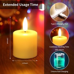 YBU Rechargeable Flameless Tea 1.6 inches x x 2.2 inches, Amber
