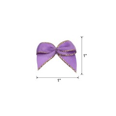 100Pcs Mini Metallic Edge Ribbon Bow 1″ Flower Bows Soft Gold Edge Purple