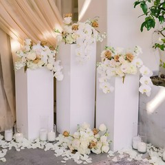 3/5PCS Metal Square Display Stands Pedestal Stands Pillars for Wedding Party
