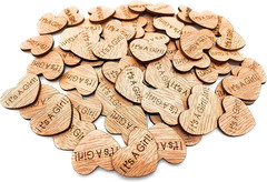 100 Pcs 1″ It’S a Girl Wooden Heart Confetti Engraved Rustic Baby Shower Wood He