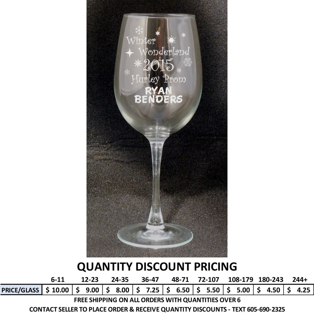 Personalized 16oz Wine Glass Prom Wine Glasses Custom Engraved Dance Formal