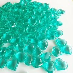 4Lb Crystal Acrylic Hearts Vase Gems or Table Scatters (Medium 2.4cm,Aqua Green)
