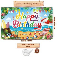 Summer Beach Birthday Backdrop, Summer Beach Birthday Banner for Summer Beach…
