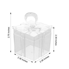 12 Clear 3″ Square Bow Top Design Favor Boxes Gift Holders Party Decorations