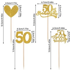 36 Pcs Golden 50th Anniversary Decorations,Ymapinc Gold Centerpieces for
