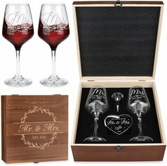Wedding Gifts for Couples 2026 Mr and Mrs Engraved Wine Glasses Engagement Gift