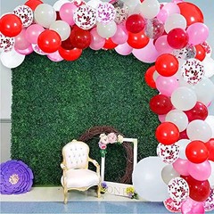 Valentines Day Balloon Pink White Red Confetti Balloons with Red Latex