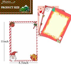 100 Sheets Christmas Stationary Paper 8.5×11 inch White and Red
