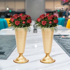 10 Pcs Tabletop Metal Wedding Table Decor Centerpiece Flower Trumpet Vase Set