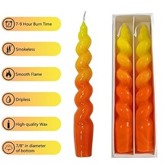 Colorful Candlestick Spiral Taper Candle, 7.2inches Handcrafted 7INCH YELORG