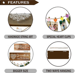 Wooden Picture Holder 6 Heart Clips 15.8×6 Inches Rustic Decor[1][2][3]