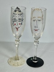 FUN HP Bride Groom Face Lillian Rose Wedding Toasting Flutes Champagne Glasses