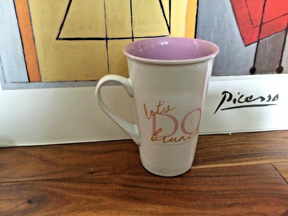 18 Oz. Let’s Do brunch lavander Coffee Mug Cup Boston Warehouse 6» tall mint