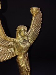 Egyptian Queen Flambeau Lamp Idol Brass Goddess Patio Room Candle Holder CA845