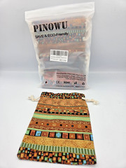 PINOWU Ethnic Style Drawstring Gift Bags 5×7″ Cotton Gift Pouches 12-Pack NEW
