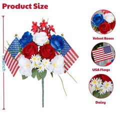 Nikuoan 13.8» 4th of July Artificial Red White Blue Normal, &