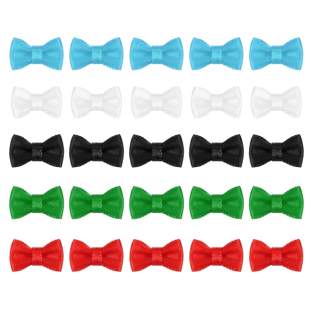100 Pcs Mini Ribbon Bow 0.8″ Mini Fabric Ribbon Flower Bows, Multicolor