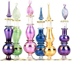 NileCart Egyptian Perfume Bottles Set Of 12 Size 4” Hand Blown Multi