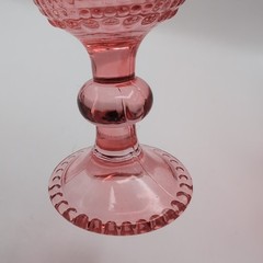 4 Pcs VTG Champagne Flutes, 5 oz Pink Goblet Champagne Glasses, Hobnail Drin..