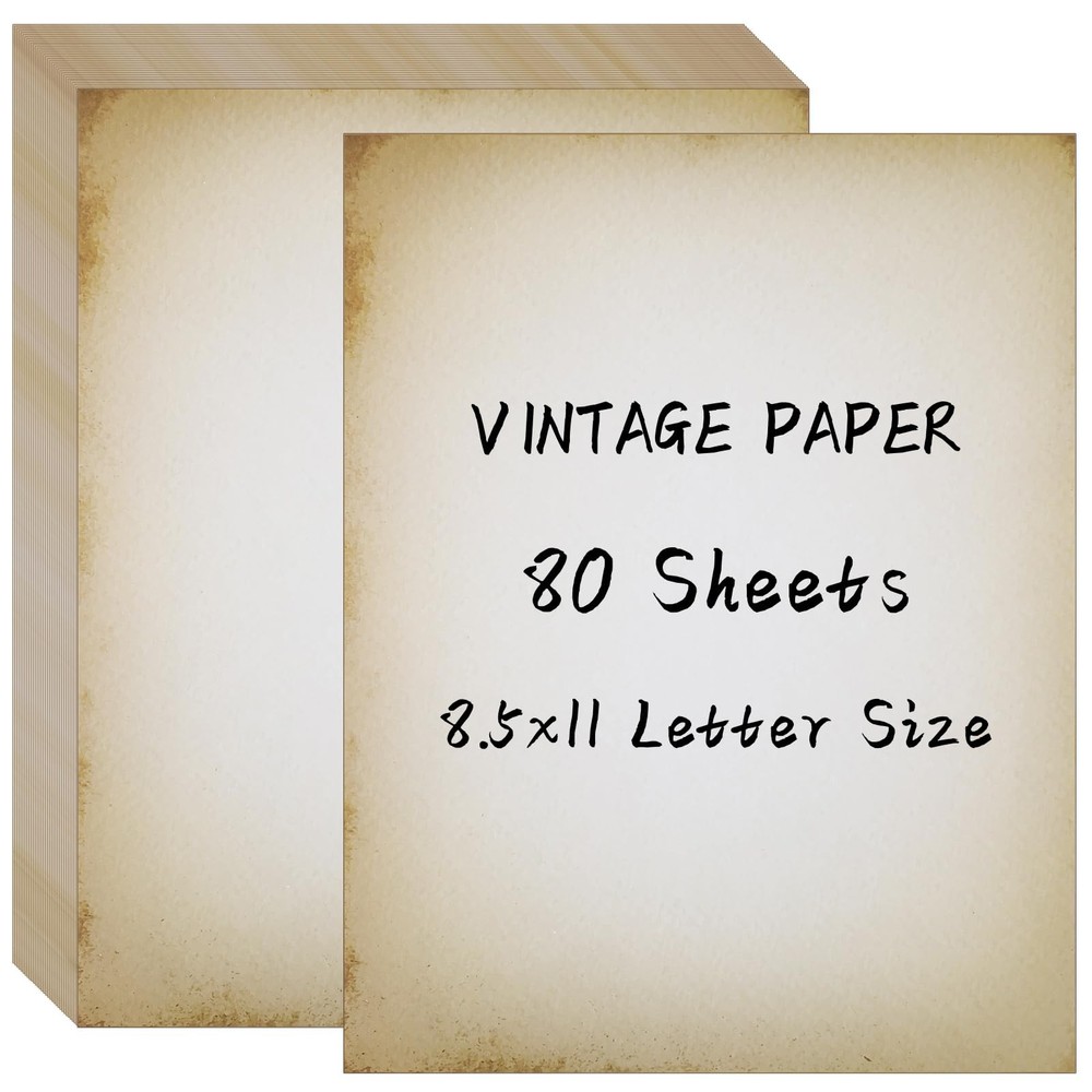80 Sheets Vintage Paper, 8.5″ x 11″ Antique Stationary 8.5 x 11 inches, Brown
