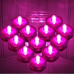 12 PINK Led SUBMERSIBLE Waterproof Floral Decor Wedding centerpiece Tea Light