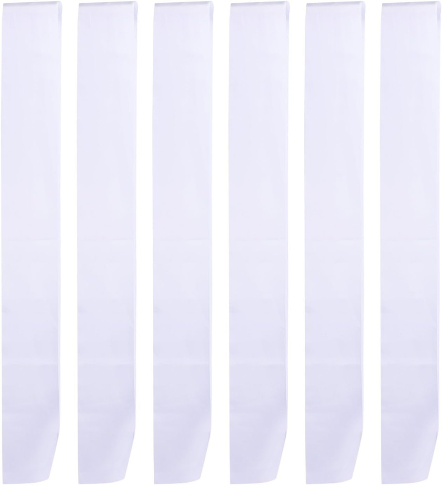 6 Pieces Sash White Blank Sashes for Pageants Satin Sash Plain Sashes for Women