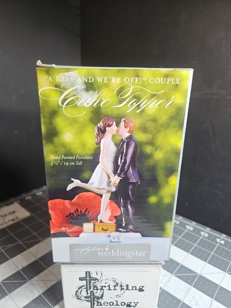 A Kiss and We’re Off Funny Couple Wedding Cake Topper GUC Boxed Figure