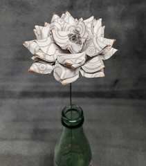 Handmade Paper Flower on stem (Gray Pattern No.4) for Wedding, St. Valentine’s