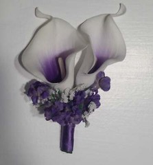 Purple White Calla Lily Bridal Wedding Bouquet Accessories