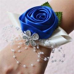 Hand Flower Bracelet Corsage Bridesmaid Wedding Prom Band Wrist Party Decor