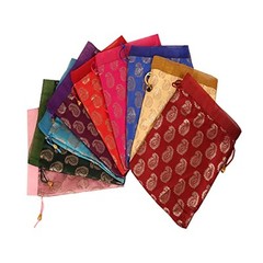 Drawstring Bags Traditional Indian Handcrafted in Paisley Paisley (20 Pcs)