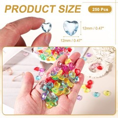 250Pcs Acrylic Heart Gems Heart Shaped Bauble Vase Filler Ornament Light Blue