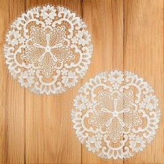 2 PCS Lace Doilies for Tables, 11 Inch 10.6 inches x inches, White
