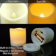 2 Pack 3’’ Outdoor Battery Operated Flameless Candles with Timer 3 x 3 inch