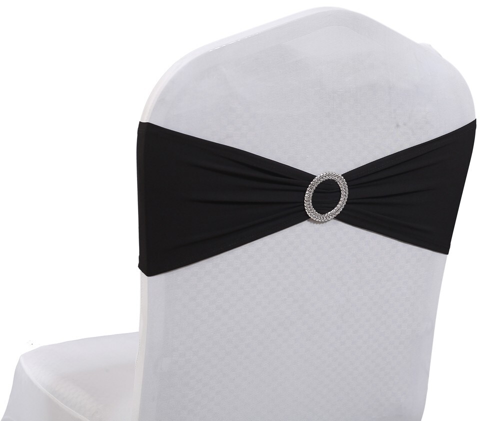 25/50/100/150/200 Spandex Stretch Chair Sashes Bows with Slider Buckle Wedding