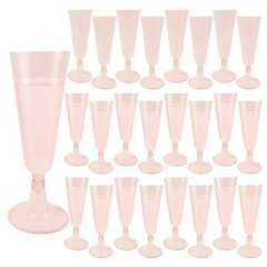 Champagne Flutes Plastic,25 Pack Disposable Champagne Glasses,Clear Pink
